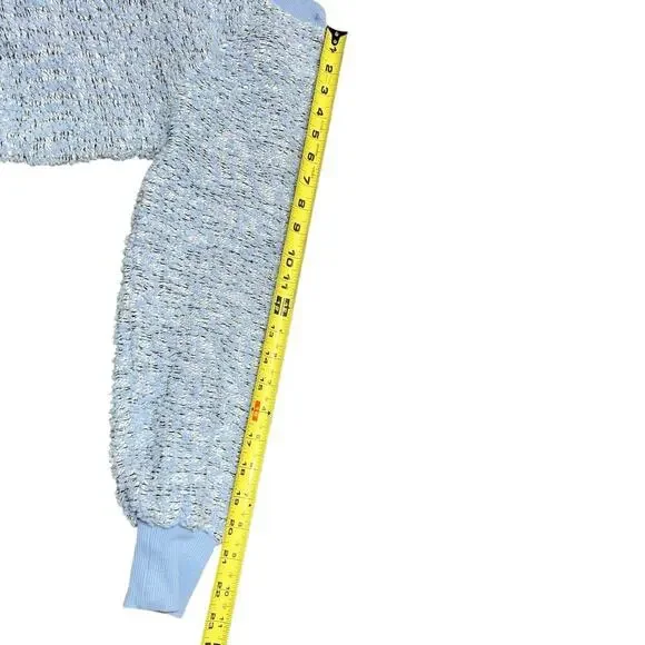 LOFT Women's Blue and White Boucle Knit Sweater Size XS - Picture 7 of 8